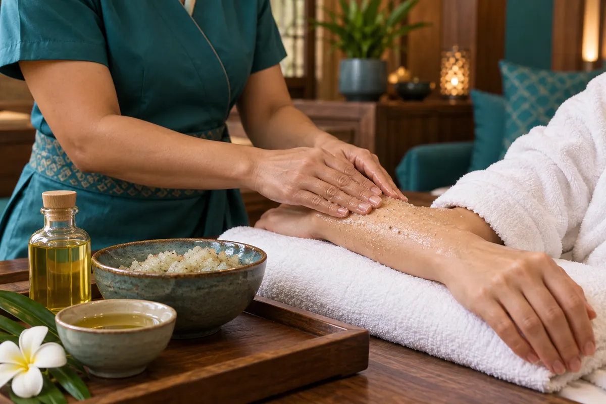 Illustrative hot oil massage treatment image